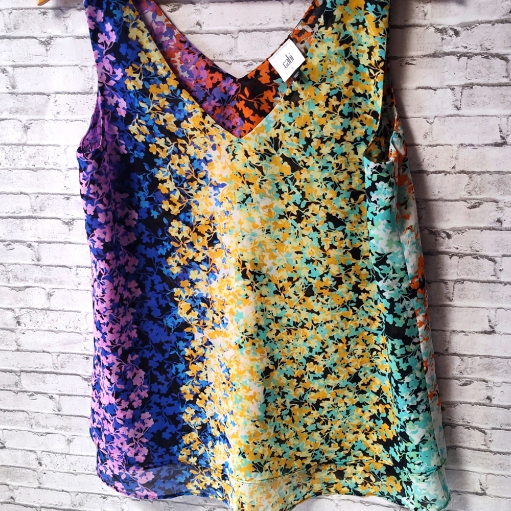 Cabi Sleeveless Floral Print Top